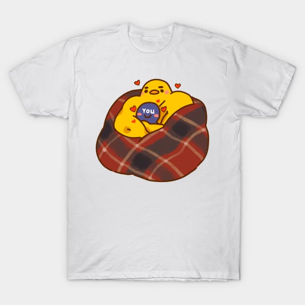 Buff Chick Blanket Cuddles T-Shirt by vooolatility